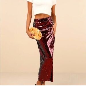 Lulus burgundy sequin skirt